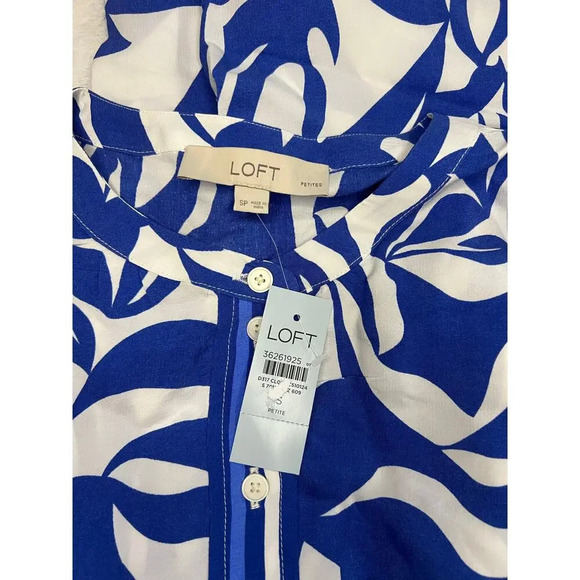 Loft Abstract Swirl Button Tiered Swing Dress NWT coastal tomatogirl - Picture 7 of 8